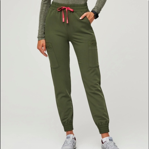 Figs Pants - Figs Dark Olive Atlanta High Waisted Jogger